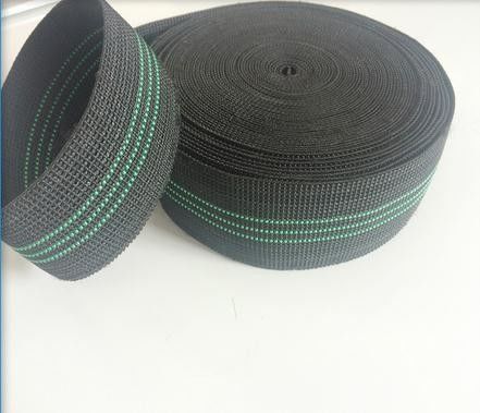 Κίνα Ούγια PP ελαστικό Ούγια 68g/M καναπέδων μαύρο χρώμα με 3 Πράσινες Γραμμές προμηθευτής